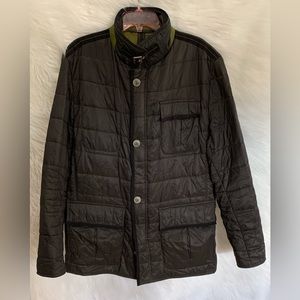 Bugatti Mens lightweight quilted puffer jacket Soft black with Olive Green Large